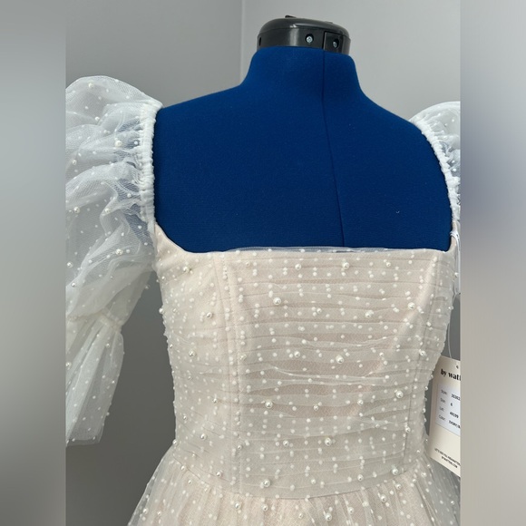By Watters NWT Macaroon Bridal Bride Mini Dress with Pearls - Picture 10 of 14